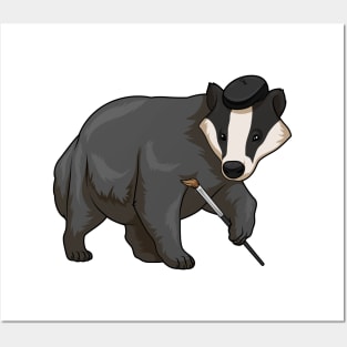 Honey badger Painting Paint brush Posters and Art